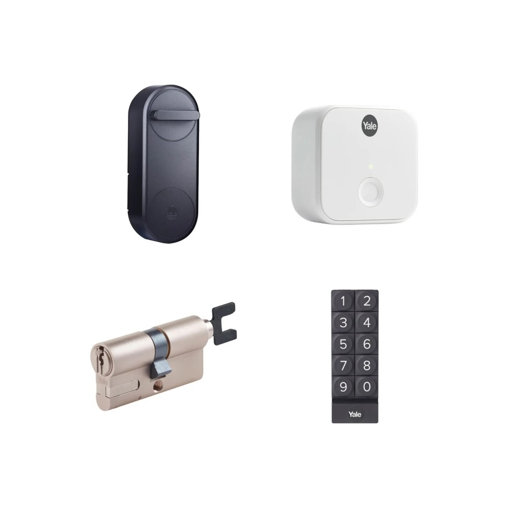 Yale Linus Set Akıllı Kilit Ayarlanabilir Silindir, Akıllı Tuş Takımı ve WI-FI Köprüsü