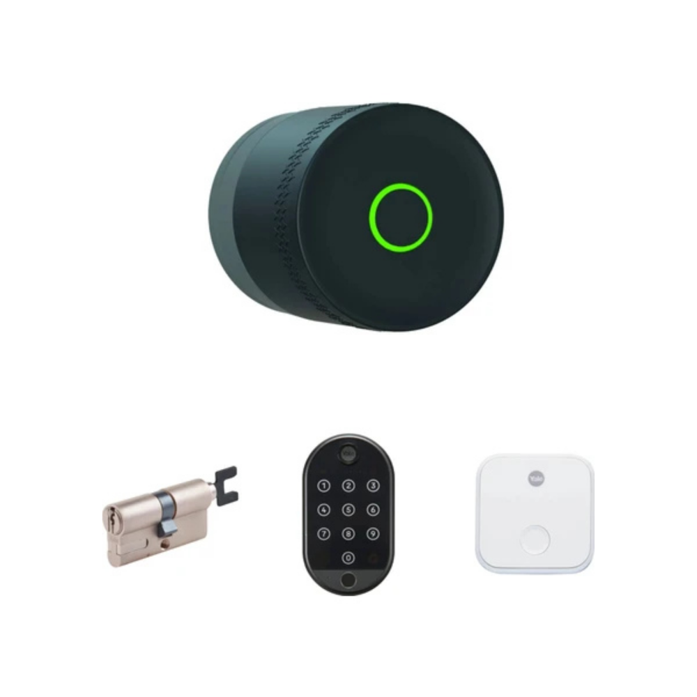 Yale Linus L2 Lite Akıllı Kilit Seti Siyah Linus, Barel, Parmak Izli Tuş Takımı ve Wi-Fi Köprüsü