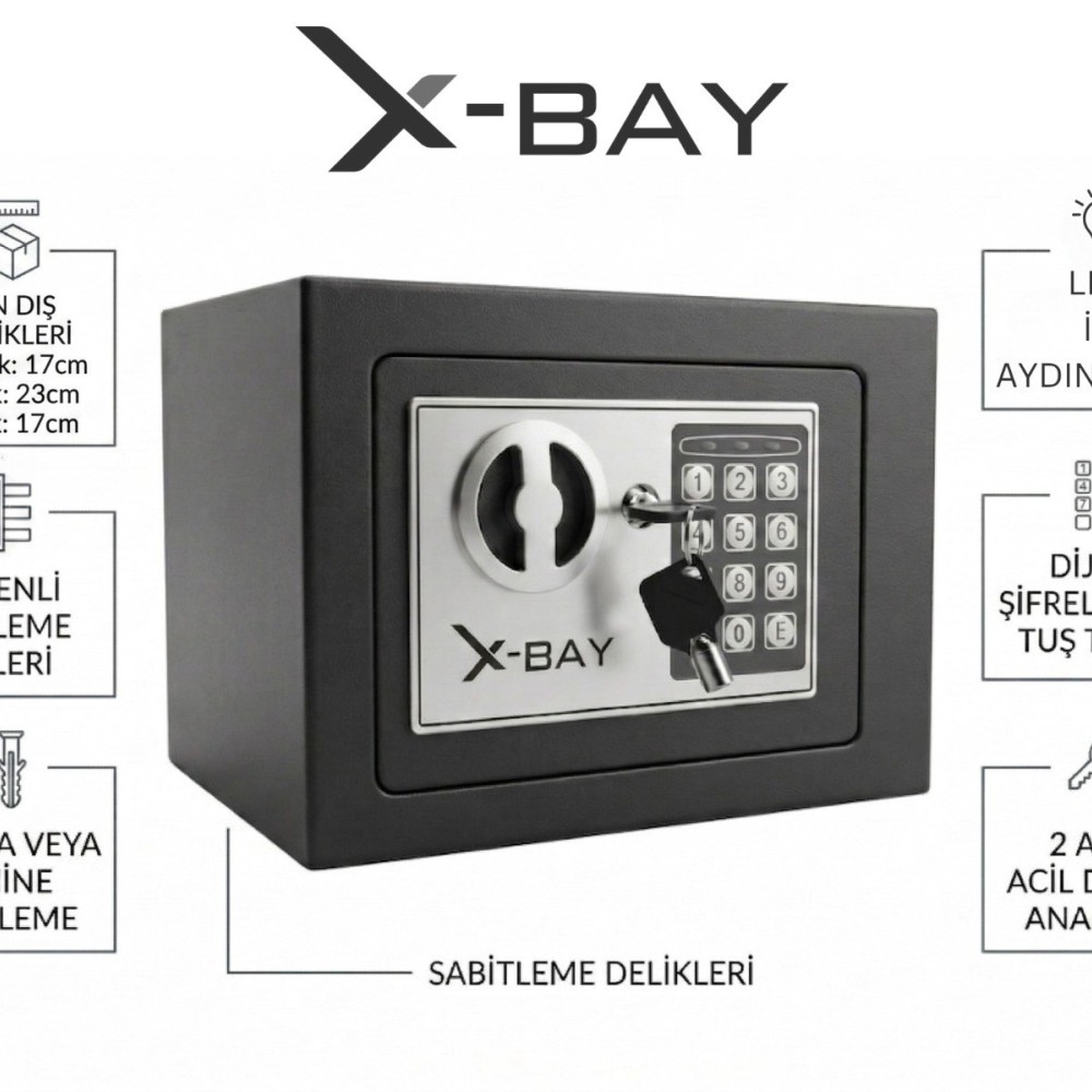 X-BAY XB-1700 ELEKTRONİK DİJİTAL ÇELİK KASA